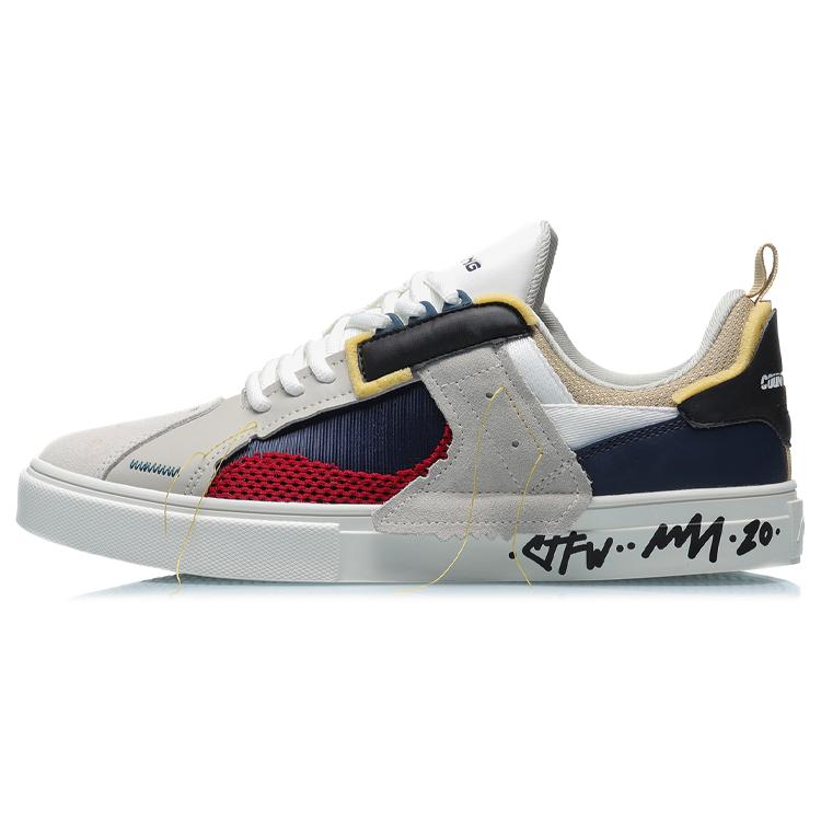 

new LiNing CF Anti Slip Wear Resistant Low Top Skateboard Shoes Men s Gray Blue Red 44