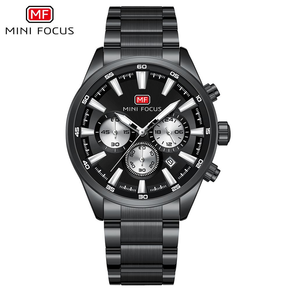 Mens Chronograph Watch Waterproof Quartz Wristwatch Steel Band Casual Business Male Clock Night Glow Display
