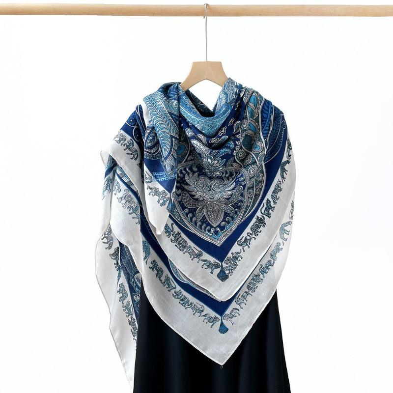 Spring and Summer Thin Imitation Cotton and Linen Shawl, Travel Photo, Color Printed Scarf, Air-conditioned Room Large Square Scarf