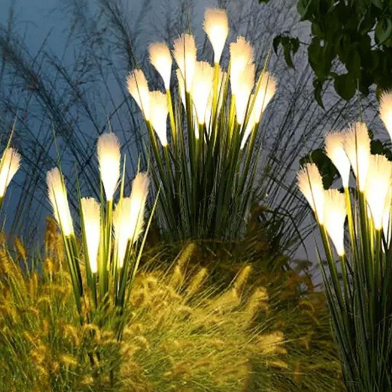 Solar Powered Reed Shaped Light Waterproof Outdoor Courtyard Lamp for Garden Park Road Courtyard Lawn Patio Decor Lighting