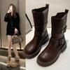 British Martin Boots Women's 2025 New Autumn Retro Women's Shoes Maillard Brown Boots Platform Black Short Boots