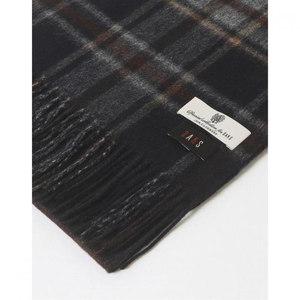Daks Unisex Dark Gray Check Cashmere 100  Reversible Scarf Dbmu2f706