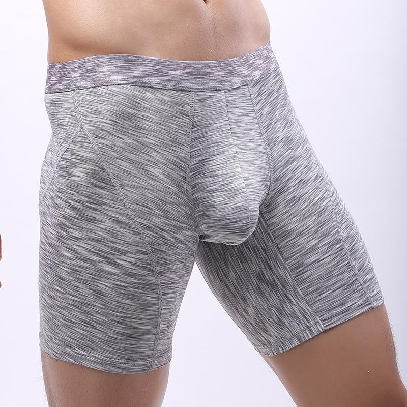 Men's Long Panties Boxer Briefs Ice silk Underwear Gym Training Fitness Shorts Leg Sports Underpants Quick Dry EU Size S M L XL