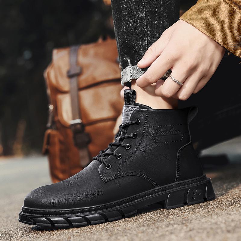 Men Shoes Leather Spring Autumn for Motorcyclist Waterproof Men's Boots Outdoor Sale Comfortable New Retro Casual Sneakers