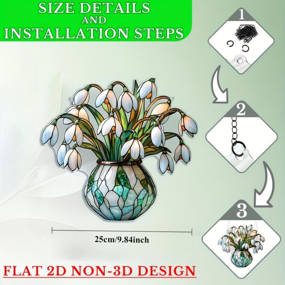 

2D плоский акриловый ловец цветов, настенное искусство, элегантное зимнее подвесное украшение, для гостиной, спальни, офиса, домашнего декора, рождественское украшение 25CM