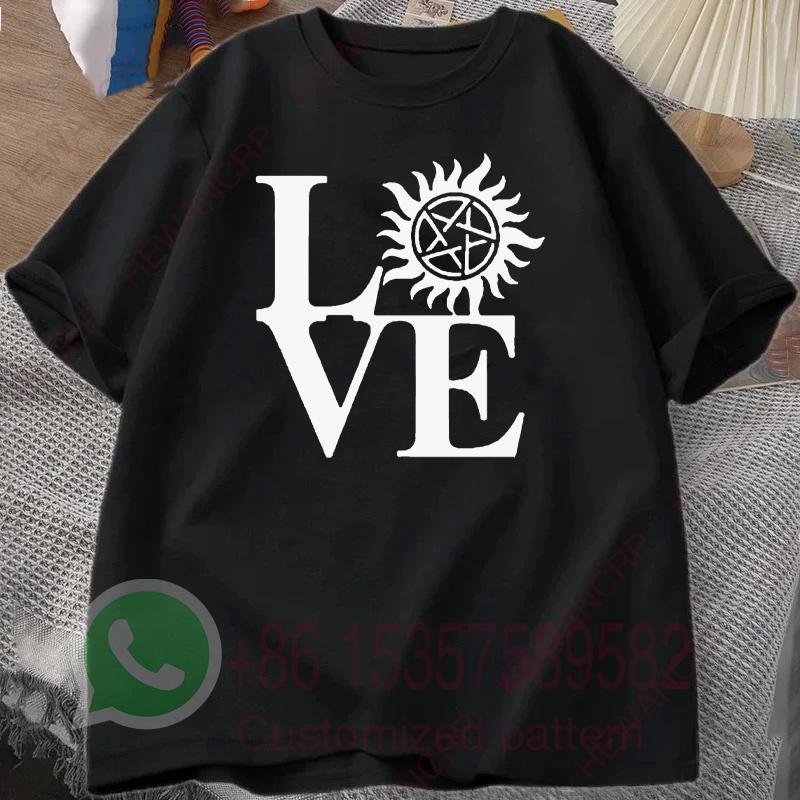 Supernatural Love Mens TShirt Mens Tracksuit Letter Printed Summer Casual Sportswear Round Neck Shortsleeved Cotton Pullover