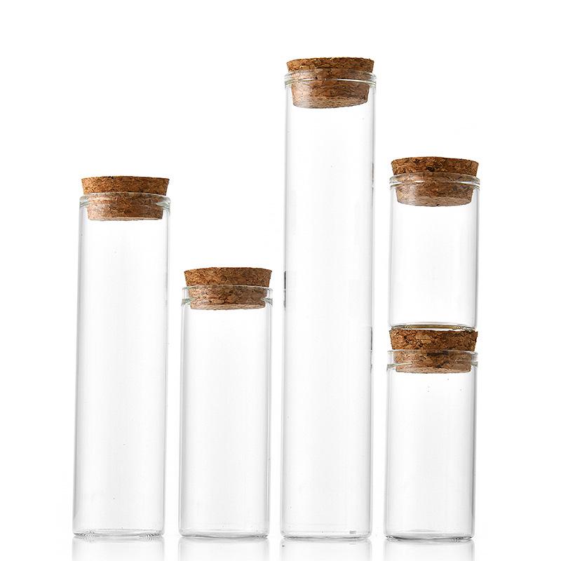 Pacote com 30 Garrafas de Vidro com Rolha de Madeira de Boca Reta para Chá, Doces, Ginseng, Incenso ou Agarwood com Fio Dourado.