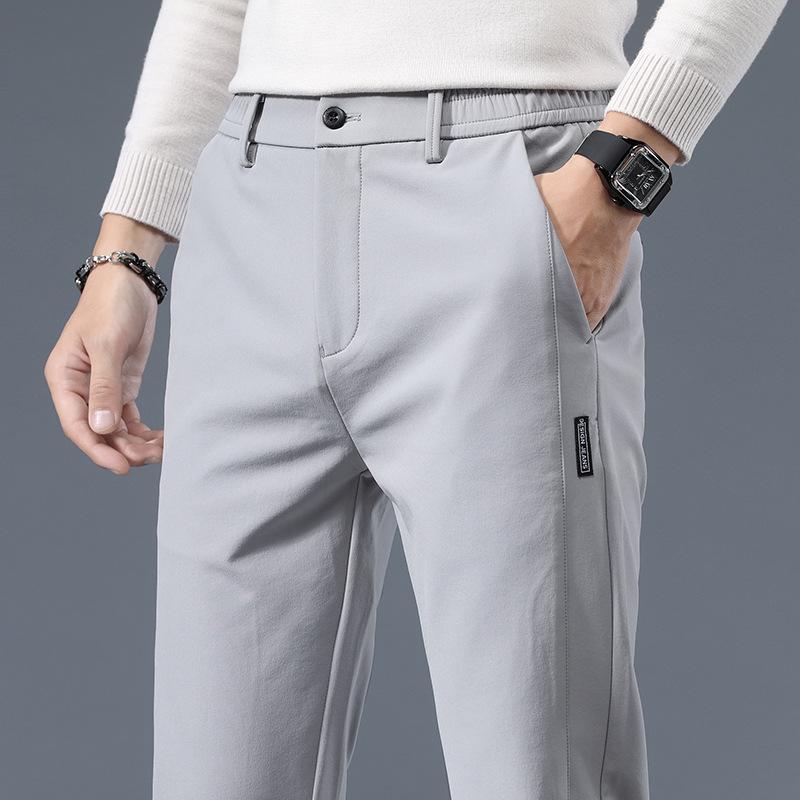 Men's Slim Fit Straight Leg Casual Pants – Elastic, Smooth, Versatile for Autumn and Winter