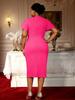 Elegant Women Package Hip Bodycon Knee-Length Dress with Ruffled Short Sleeves Rhinestone Embellished Neckline Perfect for Evening Party
