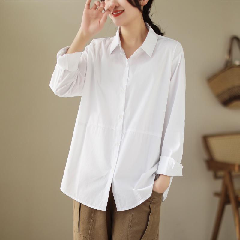 

Women s Solid Color Long Sleeve Polo Top - 2026 Spring Collection XL білий