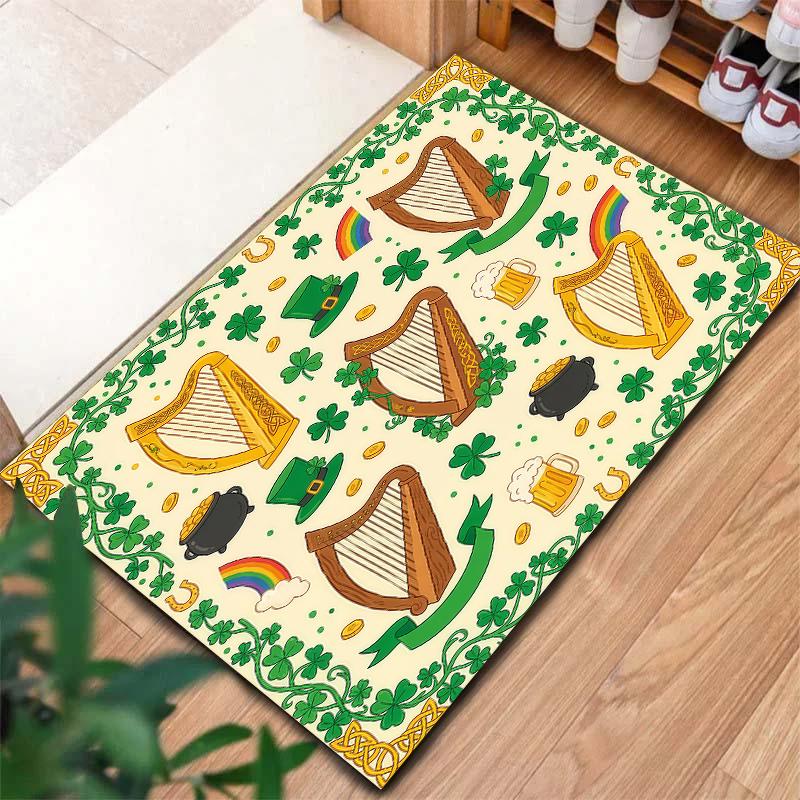 St.Patrick's Day cloverPattern Square Carpet,Area Rug,Carpet Rug for Living Room Bedroom Sofa Playroom Decor,Non-slip Floor Mat,Holiday Birthday Gifts