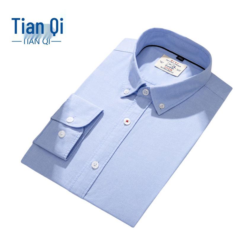 TIANQI Men s Washed Oxford Cotton Long-Sleeve Business Shirt 175/96A