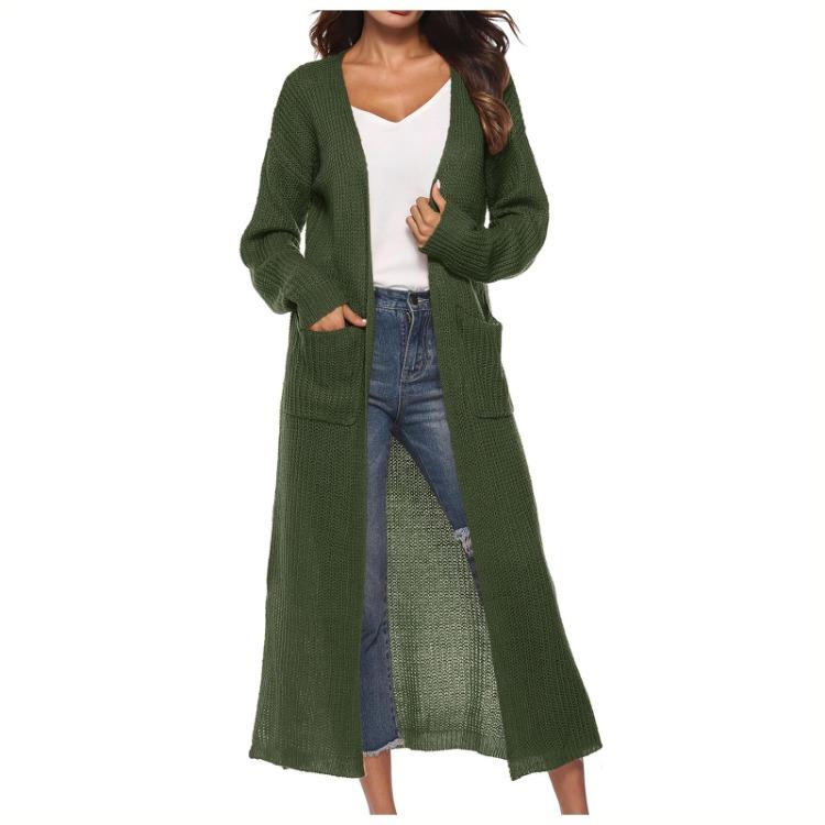 Solid Color Sweater Cardigan Jacket Women Casual Long Buttonless Fashion