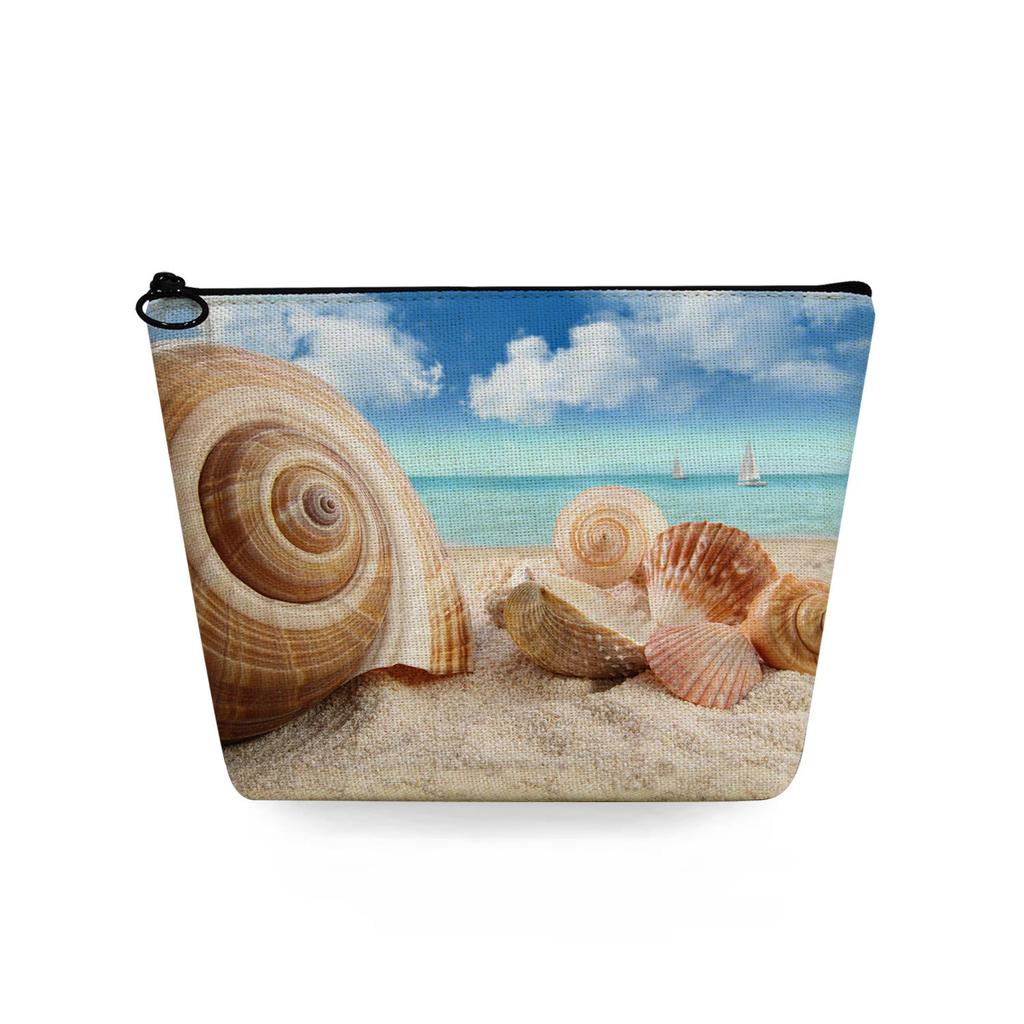 Women Beach conch Print Cosmetic Bag Toiletries Organize Travel Storage Case 6728 KTB