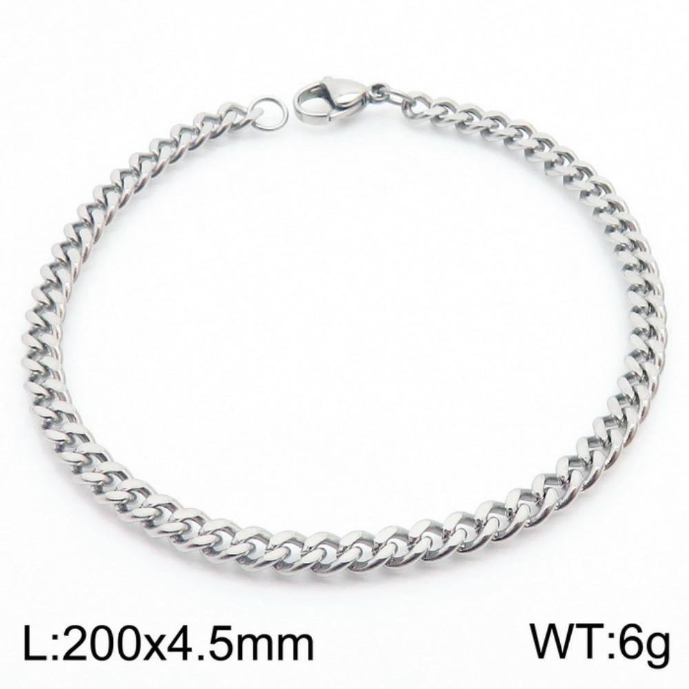 Jewelry Side Flat Chain Stainless Steel Chain, Simple Titanium Steel Men's Trend Hip-hop Bracelet Accessories