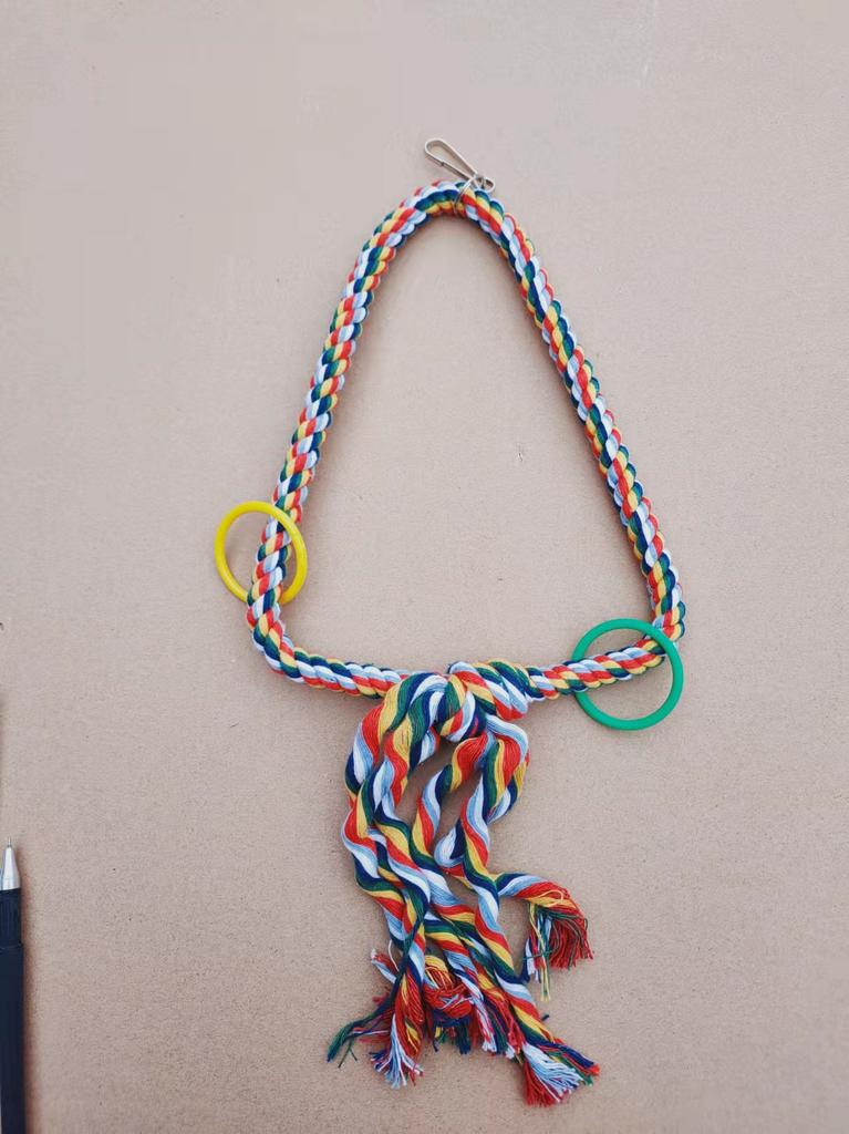 Bird Triangle Rope Swing Colorful Perch Chewing Toy for Parrots Budgie Parakeet Cockatiel Cockatoo