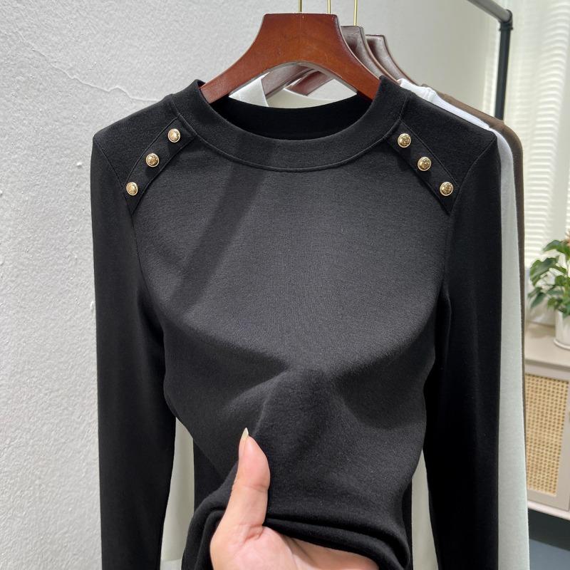 Button design Modal cotton bottoming shirt women's crew neck summer wear new women's slim t-shirt top