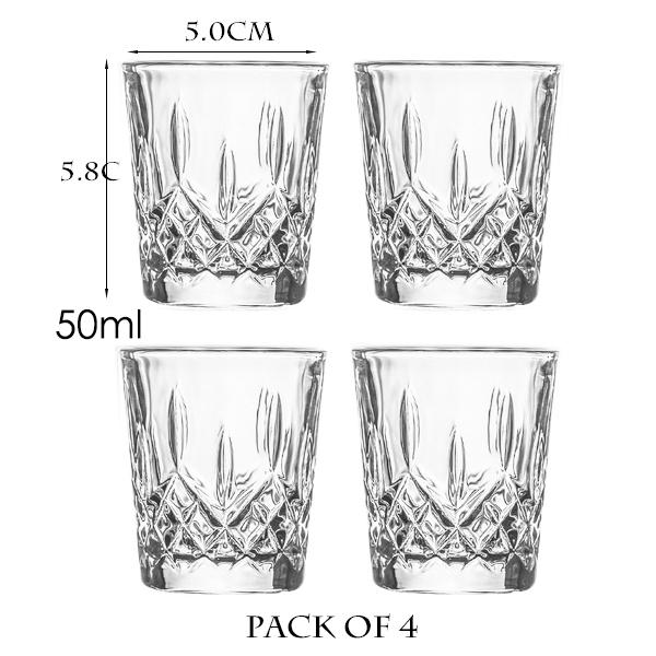 50ml Shot Glass Carved Patterns Vodka Glass Whiskey Shot Glass