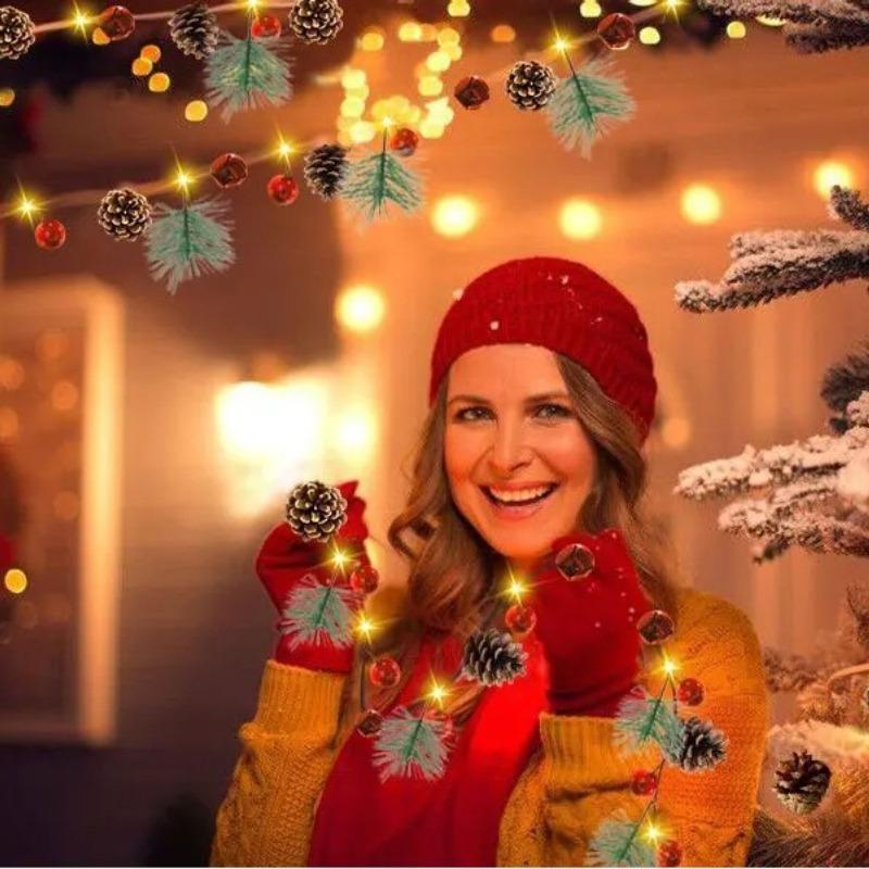 Christmas LED String Light Outdoor Waterproof Pine Cone Light Battery Box LED Copper Wire Fairy Garland Patio Decorate Lamp