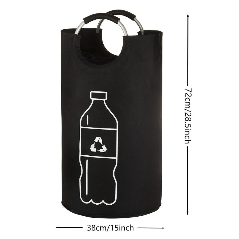 

82L Empty Bottle Storage Basket Folding Kitchen Wastewater Bottle Collector Bag With Aluminum Handle Large Capacity Bin чорний