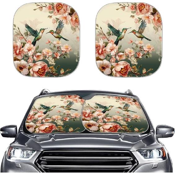 Mushroom Car Windshield Sunshade Daisy Flower Dragonfly Butterfly Mushroom Auto Front Sun Shades Foldable Sunlight Protection Visor Universal Vehicle
