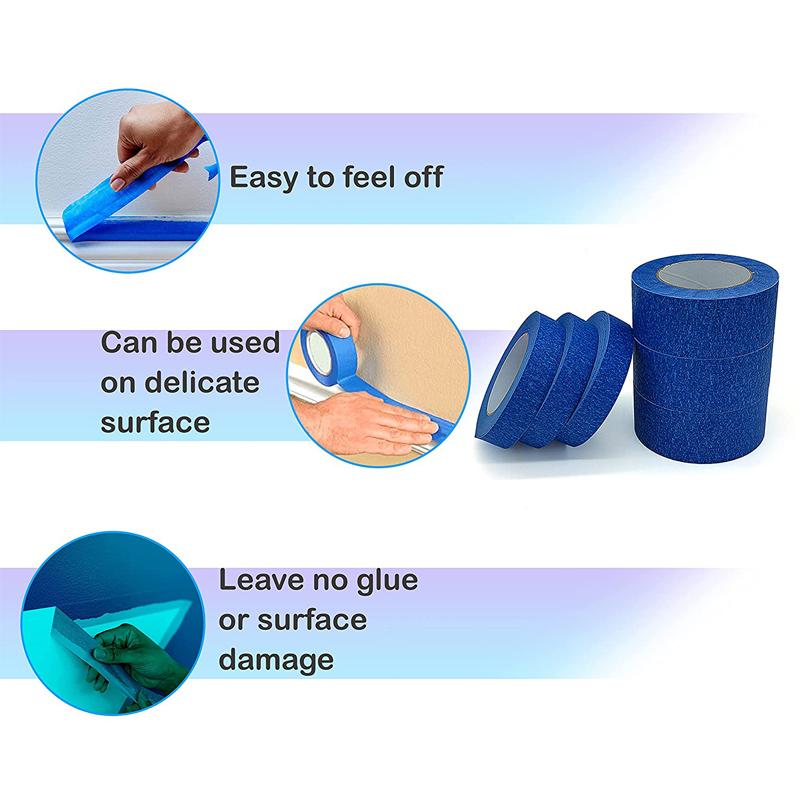 Bandă de Mascare Albastră de 20M pentru Vopsit Margini, Finisare Pereți, Tavan, Eliberare Curată, Bandă de Vopsitor pentru Margini, Fără Reziduuri
