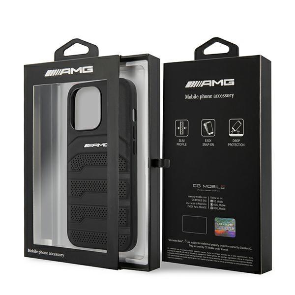 Etui Do iPhone 13 Pro AMG Leather Debossed Lines Czarny