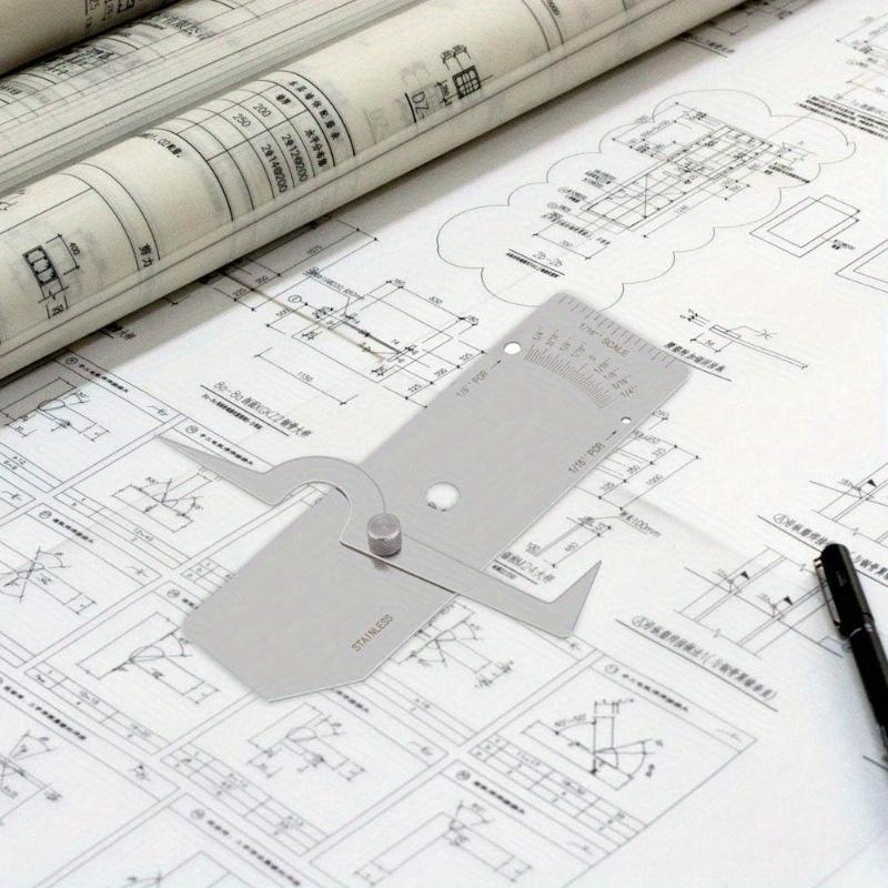 1 Conjunto de Calibre de Soldagem V-WAC Ferramentas de Soldagem Aço Inoxidável Ferramentas de Inspeção de Soldagem Calibre de Fenda Polegada