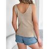 QICED Summer Solid Color V-neck Cutout Leaf Sleeveless Knitted Sweater Vacation Vest Women's Wear
