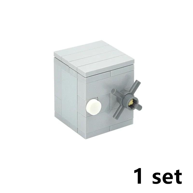 City Treasure Gold Silver Diamond Safe Box Building Blocks Jewel Dollars Cash Coin Brick Compatible Figures Accessories Kids Toy