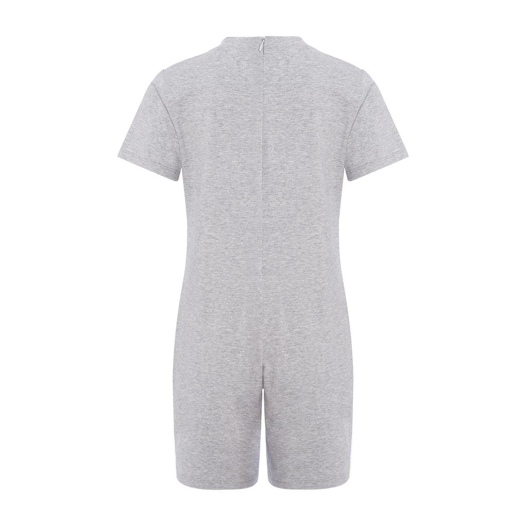 Kinder Spezialbedarf Kleidung Rundhals Kurzarm Jumpsuit Unsichtbarer Reißverschluss hinten Einfarbig Adaptive Kleidung Komfort-Outfit