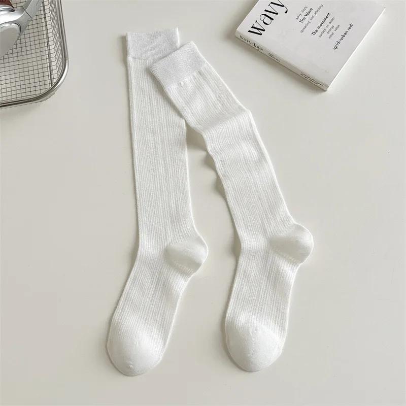 1/4Paris Women Stockings Women'S Mid-Calf Socks Jk Lolita Sweet Girls Long Socks Stocking Solid Color Black White Gray Knee Sock