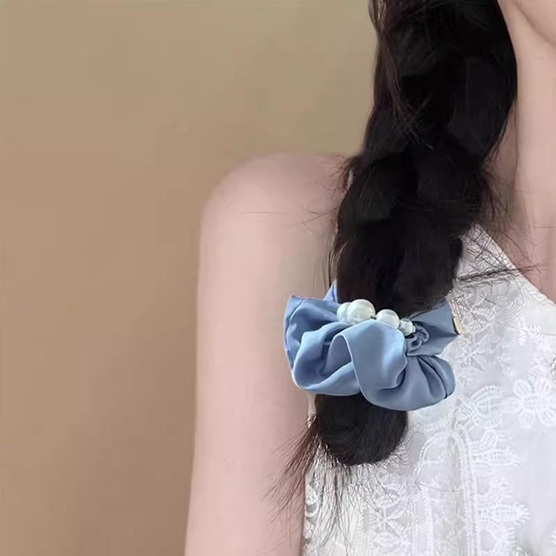 Elegant Pearls Large Scrunchie Hair Band For Women Sweet Hair Ornament Elastics Ponytail Holders Hair Tie Hair Accessories