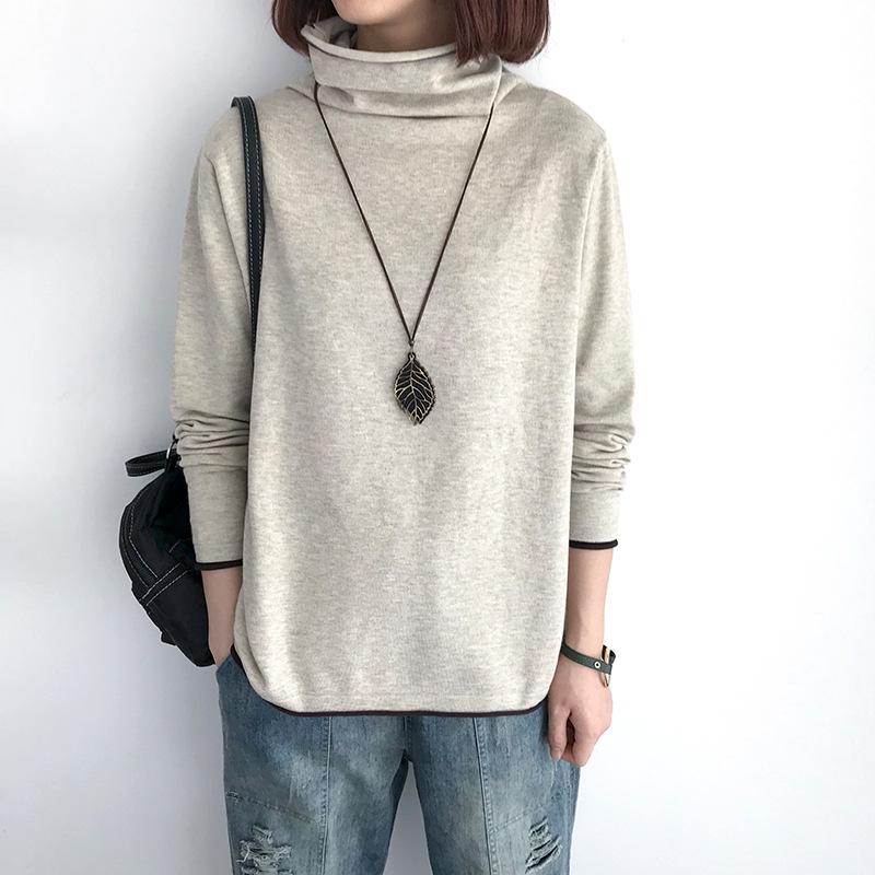 Women's Plus Size Fleece-Lined High Neck Pullover - Autumn/Winter Loose Style