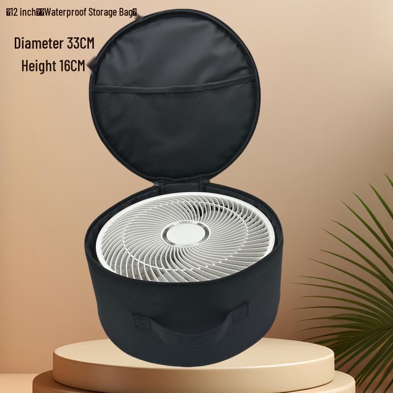 Round Folding Outdoor Fan & Makeup Storage Pouch for Camping
