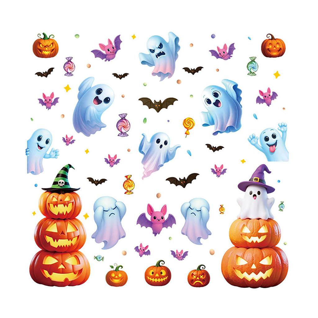Halloween Window Clings Set - Decals for Glass Surfaces, Removable and Reusable for Home Party Decor