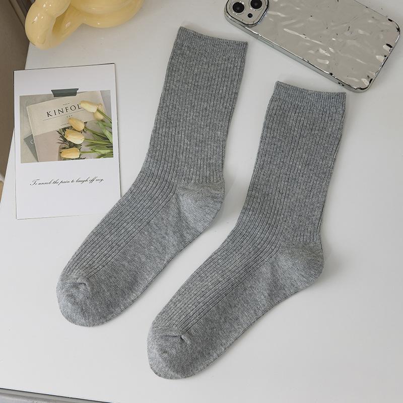 5 Paar Damen Frühling und Herbst Geruchsdichte Einfarbige Baumwoll-Röhrensocken