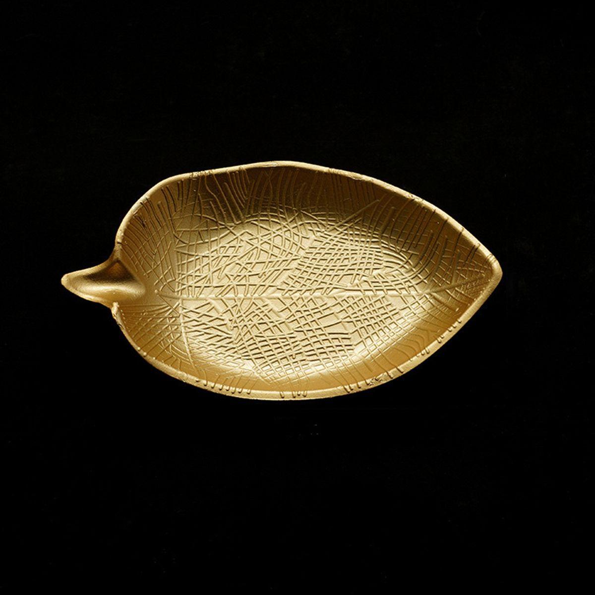 

Золотая закусочная тарелка в форме ананаса и листа, фруктовая подставка, поднос для хранения ювелирных изделий, сервировочный поднос, десертная полка S-Style-C Leaf