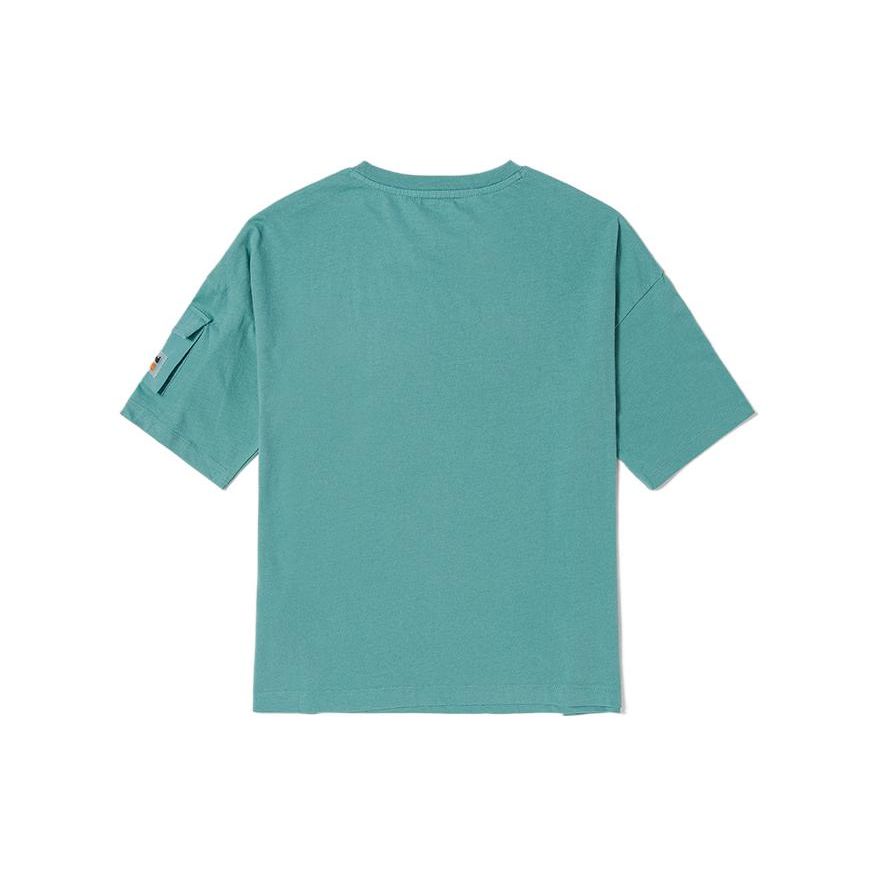 Timberland Solid Color Round Neck Pullover Casual Short Sleeve T-Shirt Women Tops Mineral-Blue A42F2-G99