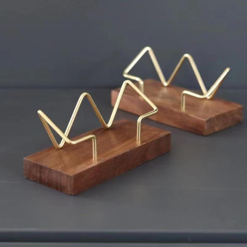 Wooden Business Card Display Stand Durable Solid Wood Desktop Organizer for Business Trip Office Front Desk Use