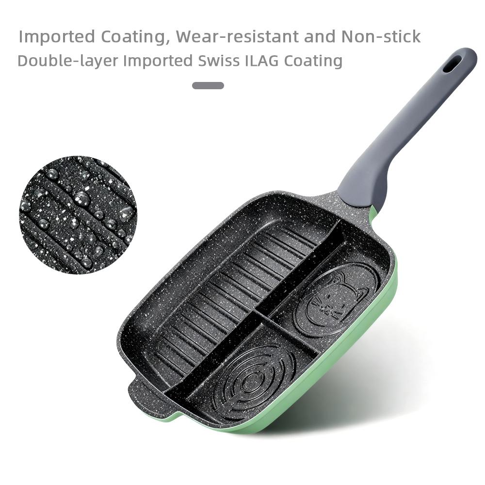 COOKER KING Fried Egg Pan Partition Frying Pan3 In1 Breakfast Frying Pan Multifunctional Non-Stick Barbecue Lunch Pancake