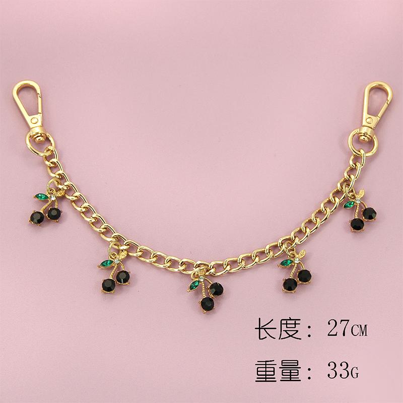 Fashion Temperament Glass Stone Red Cherry Chain Jewelry Bag Hanging Jewelry Bag Charm Bag Accessories