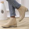 Short Boots Women's Low-heeled Pointed Short Boots Women's Boots 2025 Autumn and Winter New Fashion Versatile Thick-heeled Martin Boots Women