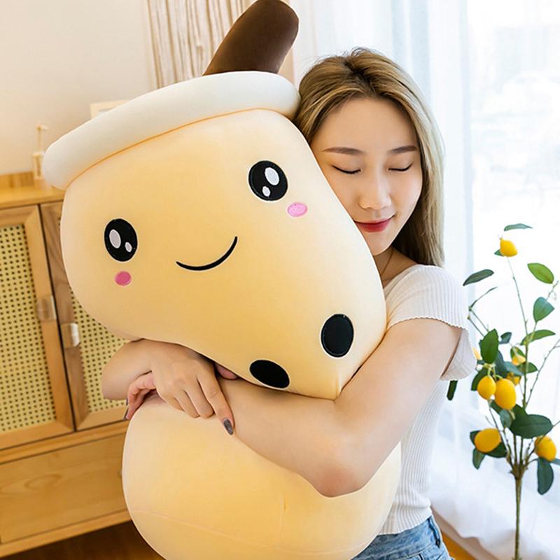 Cute Boba Milk Tea Plush Toy Soft Stuffed Pearl Milk Tea Hug Pillow Cushion