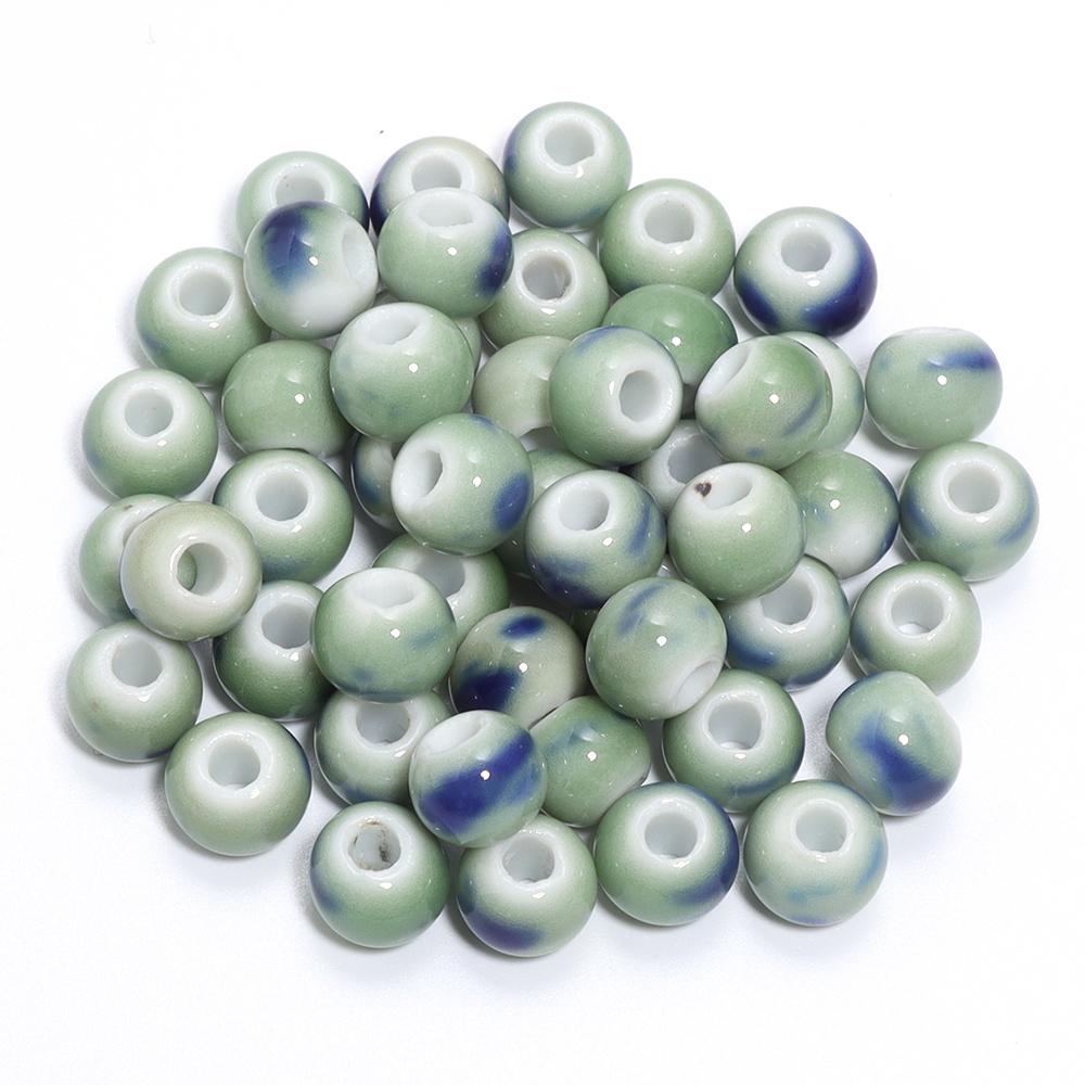 30pcs/lot Round Shape Ceramic Beads Colorful Loose Beads Spacer Beads For DIY Jewelry Making Necklace Bracelet Accessories