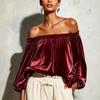 Women's Off-Shoulder Sleeve Blouse Color Casual Top for Daily Wear