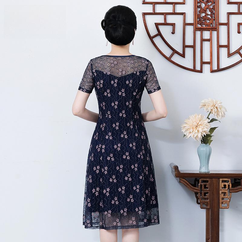 2023 Chiffon Floral Summer Dress for Middle-Aged & Elderly Women