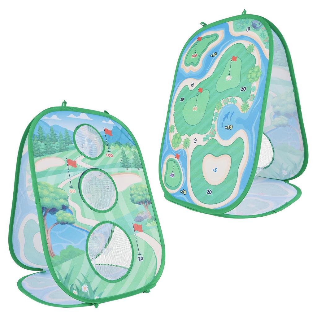 Golf Game Mat Set Throwing Hitting Kit Portable Golf Practice Set 3 in 1 for Children Outdoor Indoor