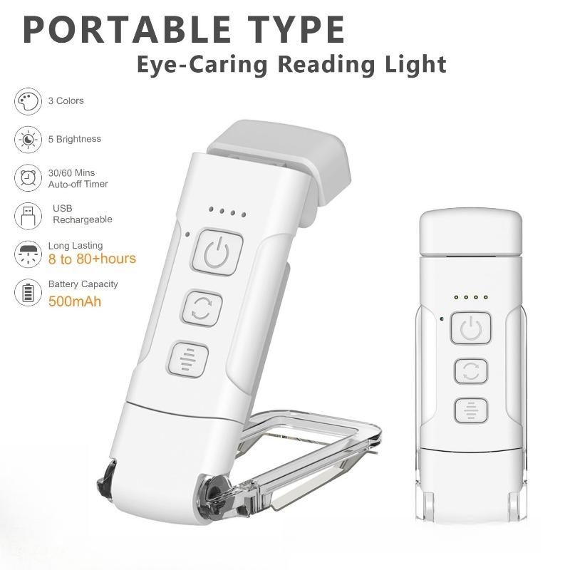 

1PC Bookholder Light Bookmark Light USB Charging Portable Clip Light Desk Light Eye Protection Mini LED Card Book Light слонова кістка