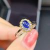 Open Ring Royal Blue Two Tone Plated Gemstone Peridot Womens Ring with Diamond Accents